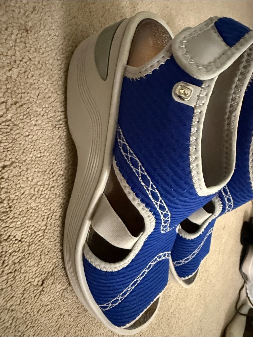 Bzees Womens Royal Blue and Light Gray Sandals